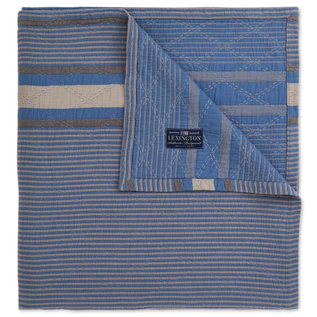 Lexington Bettüberwurf Side Striped Soft Quilted blue