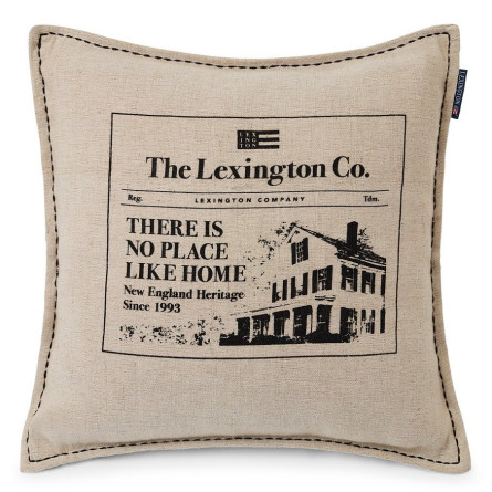 Lexington Like Home Printed Baumwolle/Jute Dekokissenbezug 50x50, beige/grau