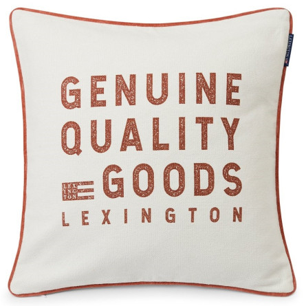 Lexington Genuine Printed Recycled Baumwolle Dekokissenbezug 50x50, offwhite/copper