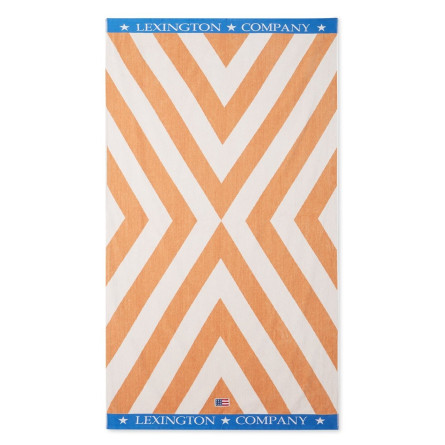 Lexington Graphic  Cotton Velour Beach Towel beige 100x180
