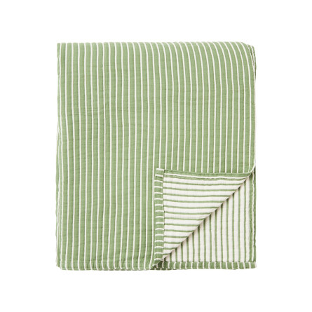 Lexington gestreifte Tagesdecke aus Bio-Baumwolle Green/Off White