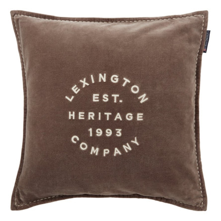 Lexington Dekokissenbezug Logo Organic Cotton Velvet Braun 50 x 50 cm