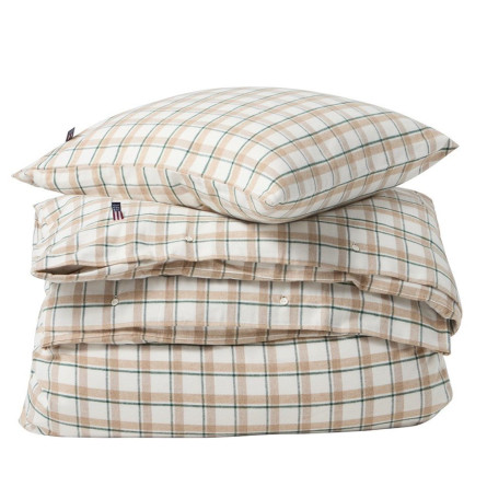 Lexington Checked Cotton Flannel Bettwäscheset Grün-Beige, 135x200/80x80