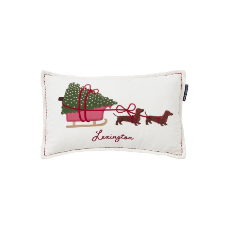 Lexington Dog Sleigh Organic Cotton Velvet Dekokissen 30x50 cm