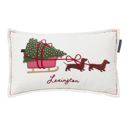 Lexington Dog Sleigh Organic Cotton Velvet Dekokissen 30x50 cm