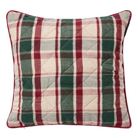 Lexington Quilted Checked Linen/Cotton Dekokissenbezug, 50x50 cm