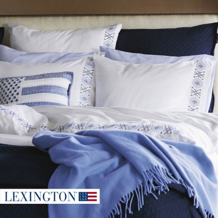 Lexington Bettwäsche Poplin Embroidery blau