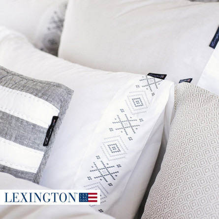 Lexington Kissenbezug Poplin Embroidery grau  80x80 cm