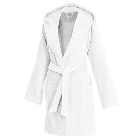 Weseta Damen Kapuzenbademantel kurz Dreamflor Weiß (01) XS