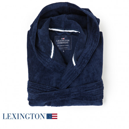 Lexington Bademantel Hood Velour blau