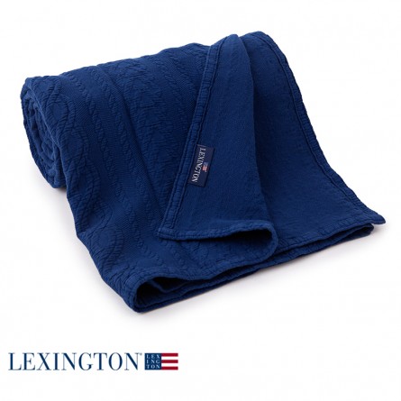 Lexington Bettüberwurf Braid Stonewashed blau