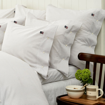 Lexington Bettwäsche Authentic Pin Point Oxford grau/weiß