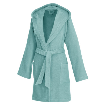 Weseta Damen Kapuzenbademantel kurz Dreamflor Arctic Green (12) XS