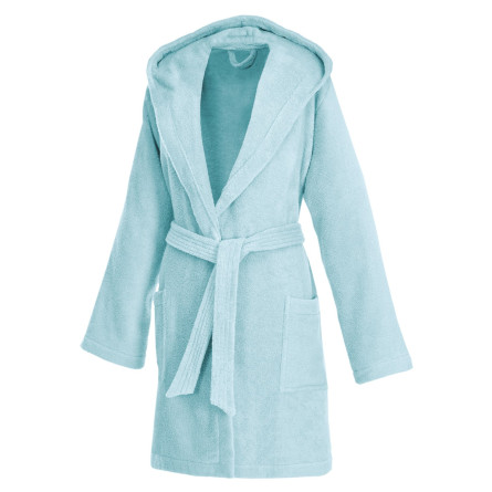 Weseta Damen Kapuzenbademantel kurz Dreamflor Sky Blue (26) XS