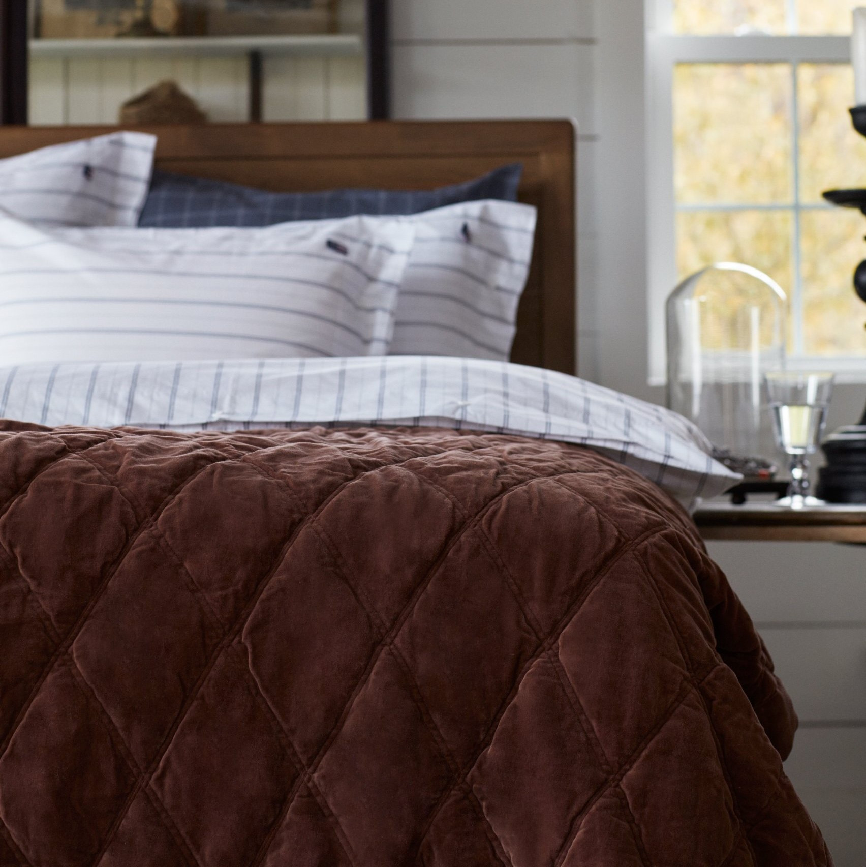 Lexington Quilted Organic Cotton Velvet Bedspread Brown
