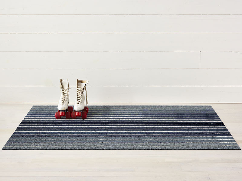 Chilewich Teppich Block Stripe denim