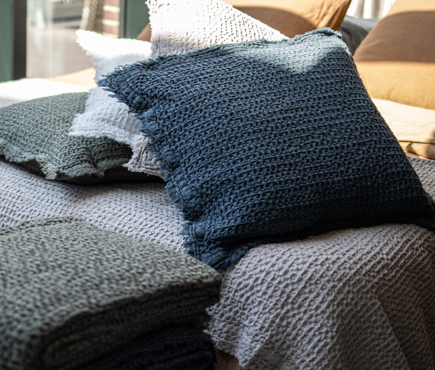 House In Style Dekokissen Kos Vintage dunkelblau (50 x 50cm)