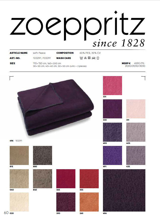 Zoeppritz Farbkarte Soft Fleece