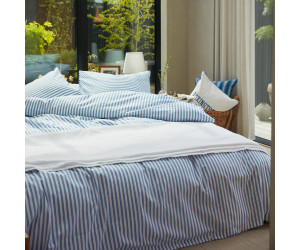 Lexington Bettwäsche White/Blue Striped Cotton Poplin
