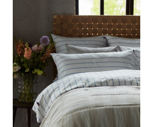 Lexington Bettwäsche White/Blue Striped Lyocell/Cotton