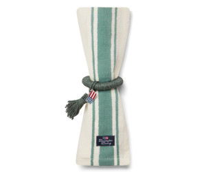 Lexington Linen/Cotton 6-er Set Servietten with Side Stripes White/Green, 50x50