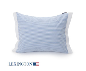 Lexington Bettwäsche Set Poplin Striped in blau-weiß 155x220 / 80x80 cm