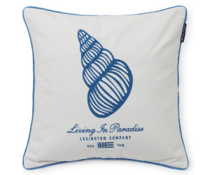 Lexington Dekokissenbezug Seashell Embroidered Baumwolle Canvas weiss/blau, 50x50
