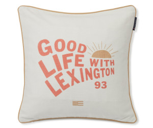 Lexington Dekokissenbezug Good Life Printed Baumwolle Canvas weiss/pfirsich, 50x50