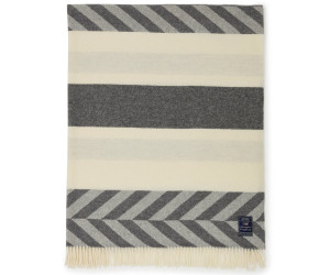 Lexington Herringbone Striped Recycled Wool Throw 130x170, grau/ offwhite
