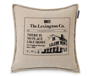 Lexington Like Home Printed Baumwolle/Jute Dekokissenbezug 50x50, beige/grau