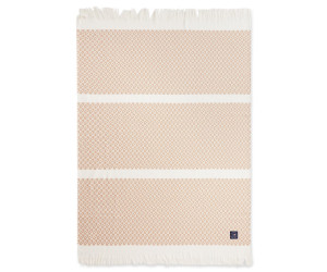 Lexington Striped Structured Recycled Cotton Decke beige 130x170