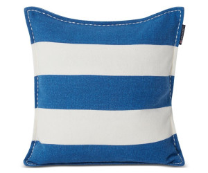 Lexington Block Stripe Printed Recycled Cotton Dekokissenbezug blau 50x50