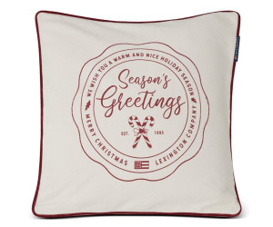 Lexington SEASONS GREATINGS Recycled Cotton Dekokissenbezug off weiss/rot, 50x50