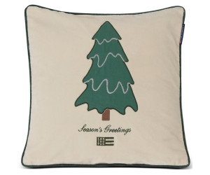 Lexington PINE TREE Twill Patch Cotton Velvet Dekokissenbezug hellbeige/grün, 50x50