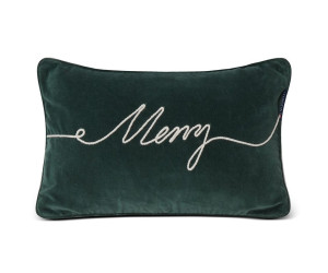 Lexington MERRY Cotton Velvet Dekokissen grün, 30x50
