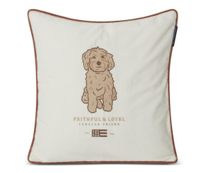 Lexington Dog Embroidered Organic Cotton Twill Dekokissenbezug, 50x50