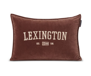 Lexington Logo Message Organic Cotton Velvet 60x40 Kissen Brown, 40x60