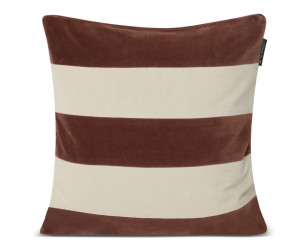 Lexington Block Striped Organic Cotton Velvet Dekokissenbezug Brown/Lt Beige, 50x50