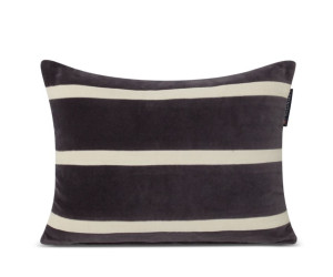 Lexington Striped Organic Cotton Velvet 40x30 Pillow Dk Gray/Lt Beige, 30x40