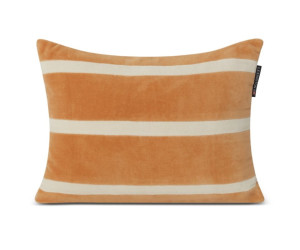 Lexington Striped Organic Cotton Velvet 40x30 Pillow Mustard/Lt Beige, 30x40