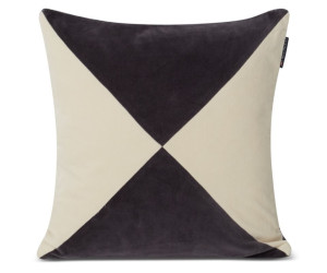 Lexington Patched Organic Cotton Velvet Dekokissenbezug Dk Gray/Lt Beige, 50x50