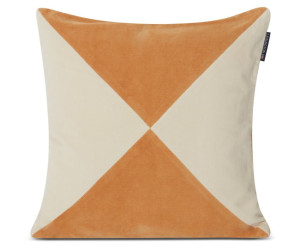 Lexington Patched Organic Cotton Velvet Dekokissenbezug Mustard/Lt Beige, 50x50