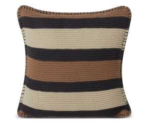 Lexington Striped Knitted Cotton Dekokissenbezug Brown/Lt Beige/Dk Gray, 50x50
