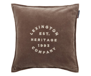 Lexington Dekokissenbezug Logo Organic Cotton Velvet Braun 50 x 50 cm