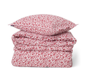 Lexington Flower Printed Cotton Sateen Bettwaescheset Weiss/Rot, 135x200/80x80