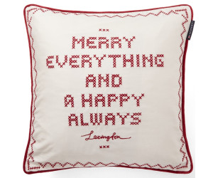Lexington Happy Always Organic Cotton Dekokissenbezug Snow Weiss/Rot, 50x50