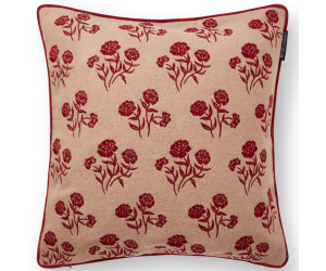 Lexington Flower EmbroideRot Wool Mix Dekokissenbezug Beige/Rot, 50x50