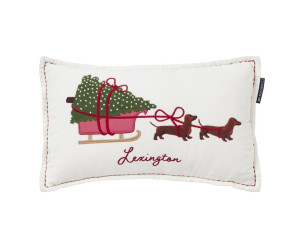 Lexington Dog Sleigh Organic Cotton Velvet Dekokissen 30x50 cm