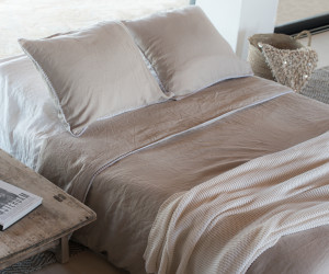 Passion for Linen Leinen Bettwäsche Felice sand/weiß