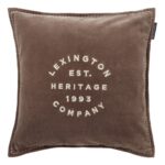 Lexington Dekokissenbezug Logo Organic Cotton Velvet Braun 50 x 50 cm